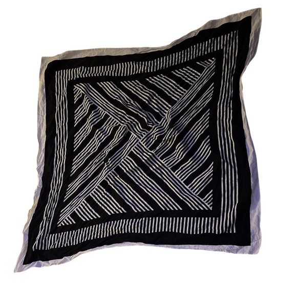 Black and White Striped Geo Square Scarf - Picture 1 of 8